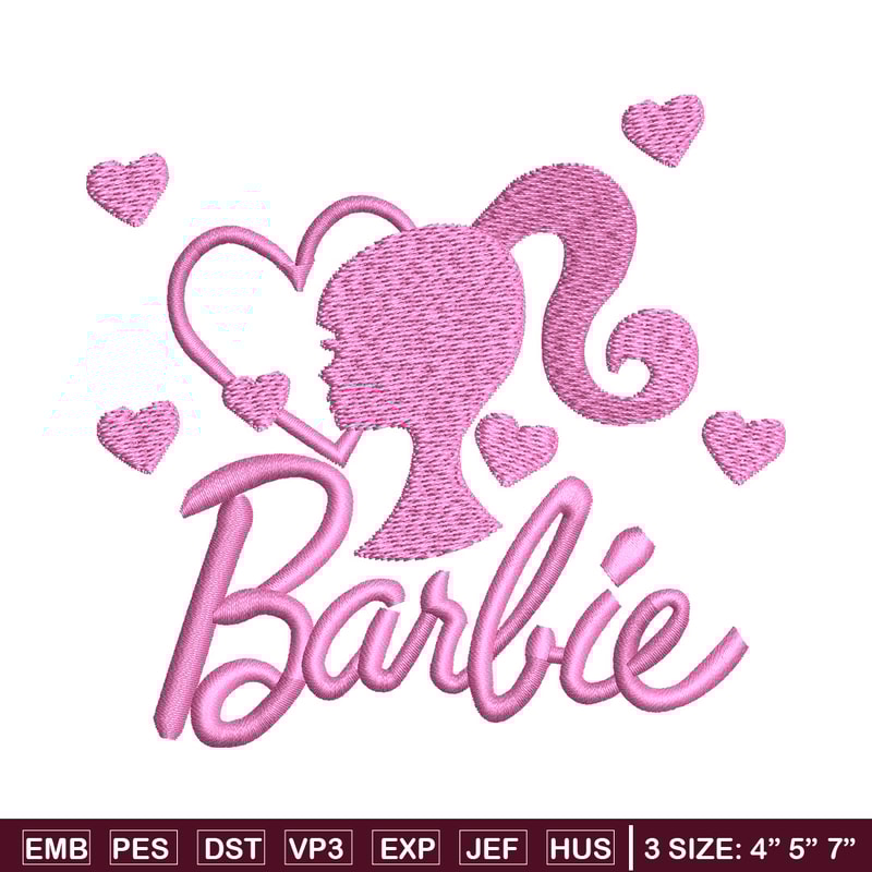 Barbie pink embroidery design, Barbie embroidery, Embroidery file, Embroidery shirt, Emb design, Digital download.jpg