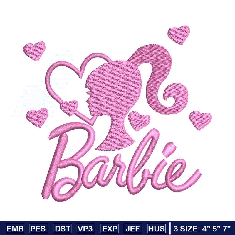 Barbie pink embroidery design, Barbie embroidery, Embroidery file, Embroidery shirt, Emb design, Digital download.jpg