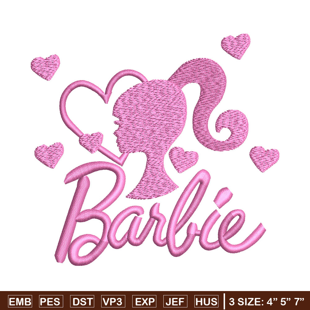 Barbie pink embroidery design, Barbie embroidery, Embroidery file, Embroidery shirt, Emb design, Digital download.jpg