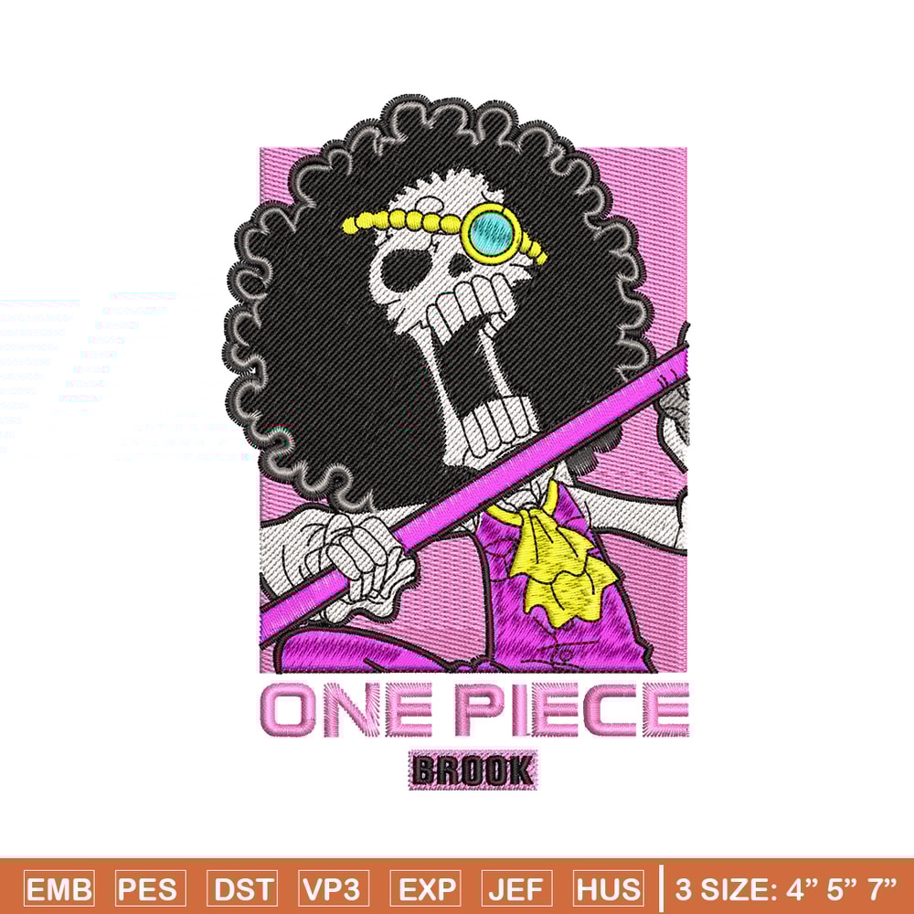 Brook embroidery design, One Piece embroidery, embroidery file, anime design, logo design, anime shirt, Digital download.jpg