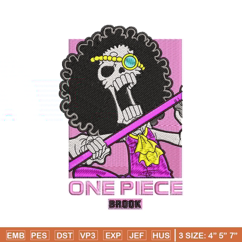 Brook embroidery design, One Piece embroidery, embroidery file, anime design, logo design, anime shirt, Digital download.jpg