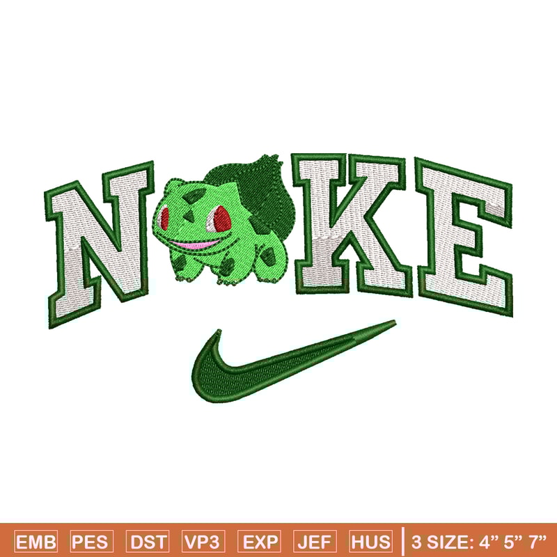 Bubasaur Nike Logo embroidery design, Pokemon embroidery, Nike design, logo shirt, Embroidery shirt, Digital download..jpg