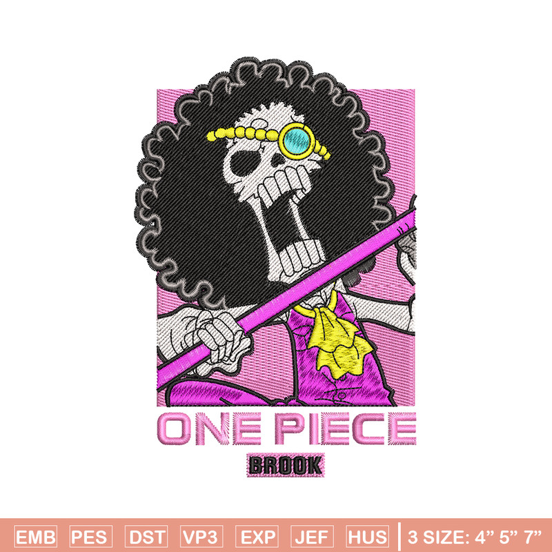 Brook embroidery design, One Piece embroidery, embroidery file, anime design, logo design, anime shirt, Digital download.jpg