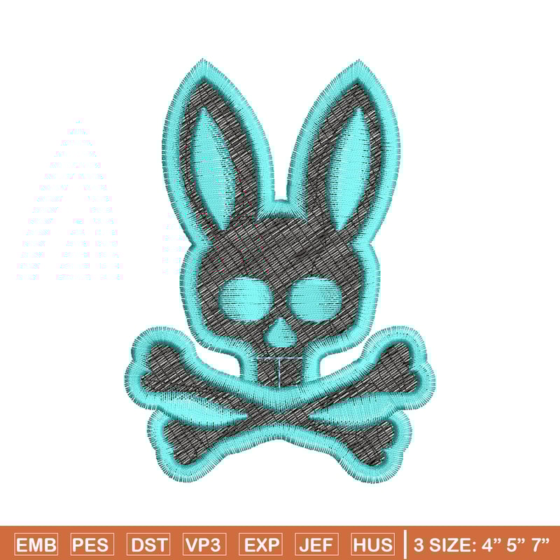Bunny Skull Logo embroidery design, Bunny Skull embroidery, logo design, logo shirt, Embroidery shirt, Instant download.jpg