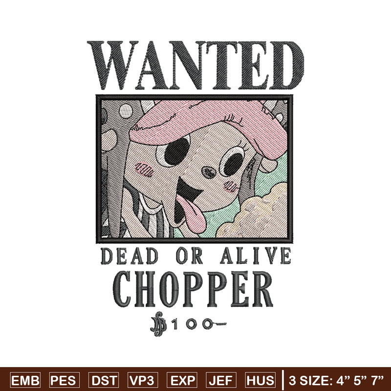 Bounty chopper embroidery design, One piece embroidery, Anime design, Embroidery shirt, Embroidery file,Digital download.jpg