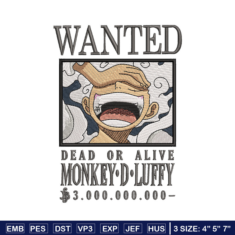 Bounty joyboy embroidery design, One piece embroidery, Anime design, Embroidery shirt, Embroidery file,Digital download.zip.jpg