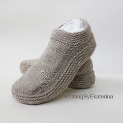 Beige Socks for Men, Personalized Gifts, Christmas Gifts For Dad  Ideas, Travel Slipper Socks, Bed Shoes Knitted Slipper