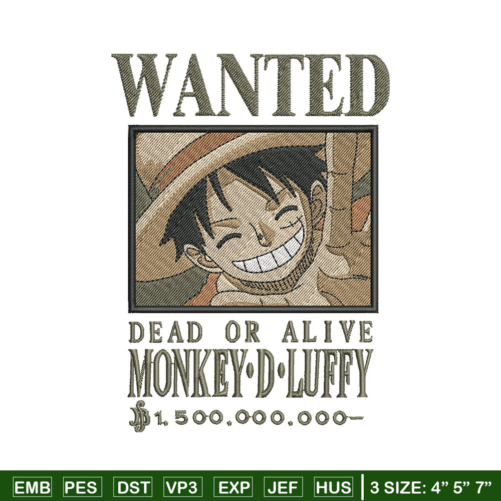 Bounty Luffy embroidery design, One piece embroidery, Anime design, Embroidery shirt, Embroidery file,Digital download.zip.jpg