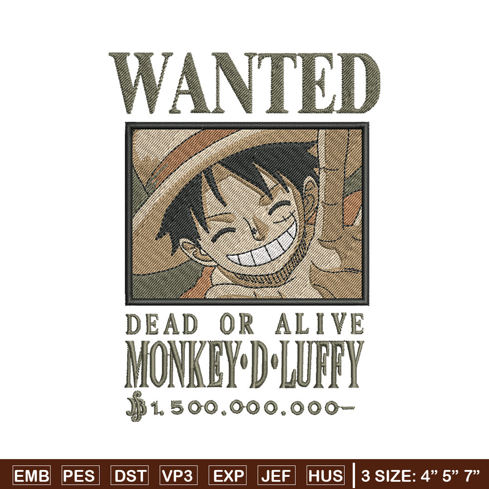 Bounty Luffy embroidery design, One piece embroidery, Anime design, Embroidery shirt, Embroidery file,Digital download.zip.jpg