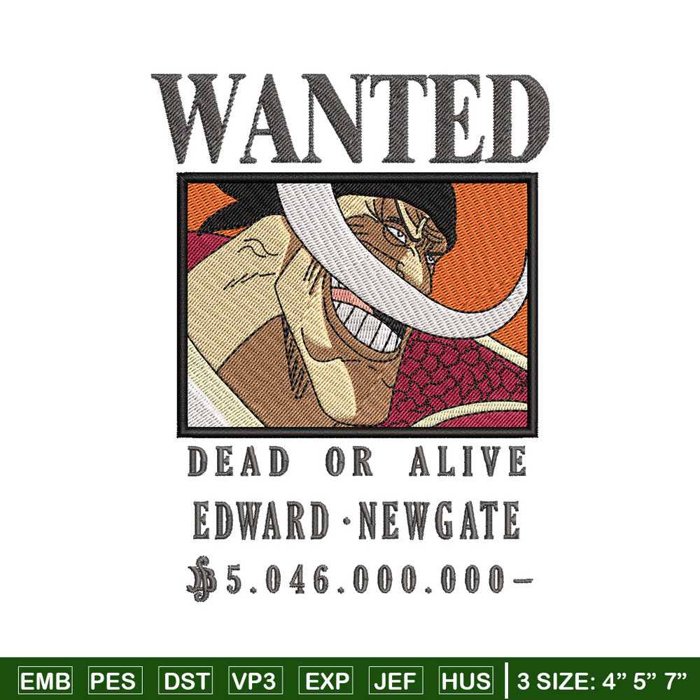 Bounty newgate embroidery design, One piece embroidery, Anime design, Embroidery shirt, Embroidery file,Digital download.zip.jpg