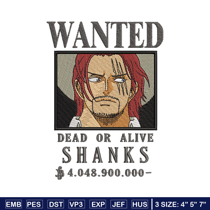Bounty shanks embroidery design, One piece embroidery, Anime design, Embroidery shirt, Embroidery file,Digital download.zip.jpg