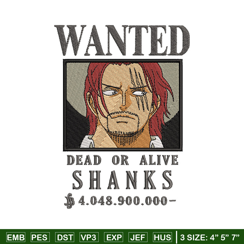 Bounty shanks embroidery design, One piece embroidery, Anime design, Embroidery shirt, Embroidery file,Digital download.zip.jpg