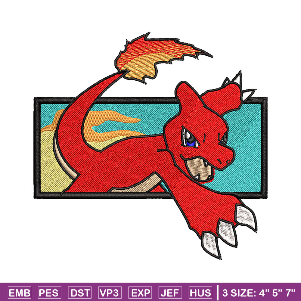 Charmeleon embroidery design, Pokemon embroidery, embroidery file, anime design, anime shirt, Digital download.jpg