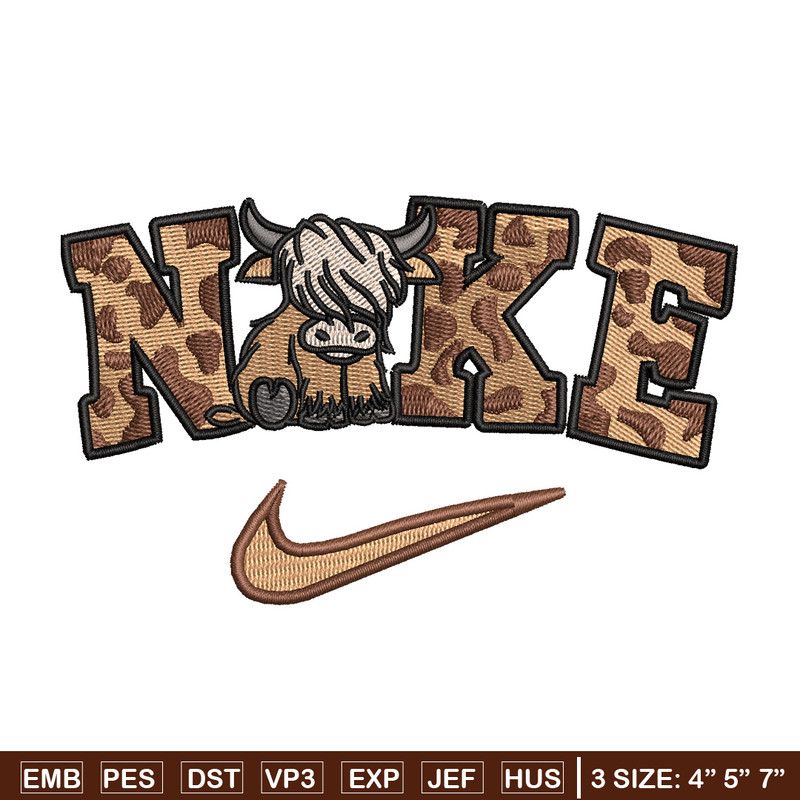Brown cow x nike embroidery design, Nike embroidery, Embroidery file, Embroidery shirt, Nike design, Digital download.jpg
