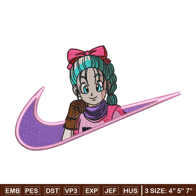 Bulma nike embroidery design, Dragonball embroidery, Nike design, Embroidery shirt, Embroidery file, Digital download.jpg