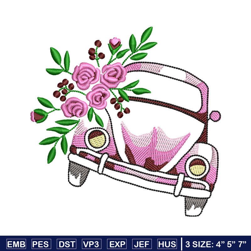 Car flower embroidery design, Car embroidery, Embroidery file, Embroidery shirt, Emb design, Digital download.jpg