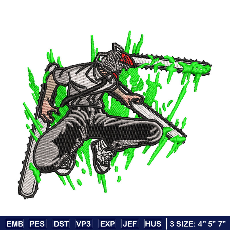 Chainsaw embroidery design, Chainsaw man embroidery, Anime design, Embroidery shirt, Embroidery file, Digital download.jpg