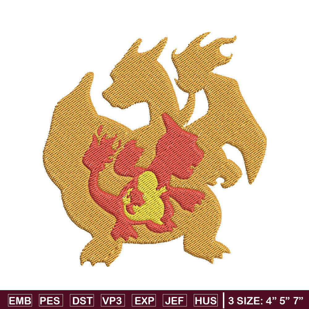 Charizard embroidery design, Pokemon embroidery, Anime design, Embroidery file, Digital download, Embroidery shirt.jpg