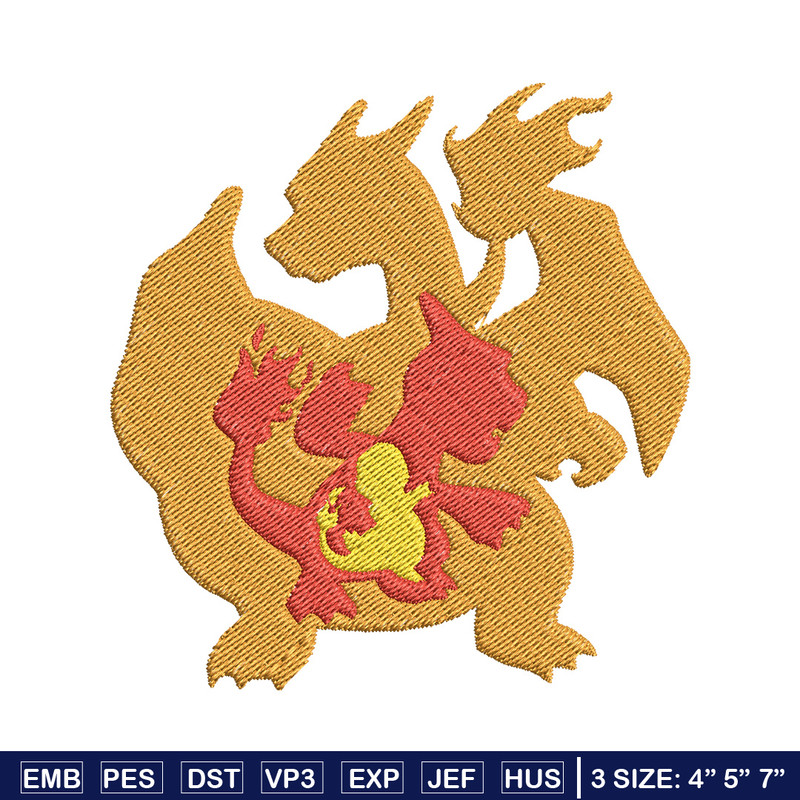 Charizard embroidery design, Pokemon embroidery, Anime design, Embroidery file, Digital download, Embroidery shirt.jpg