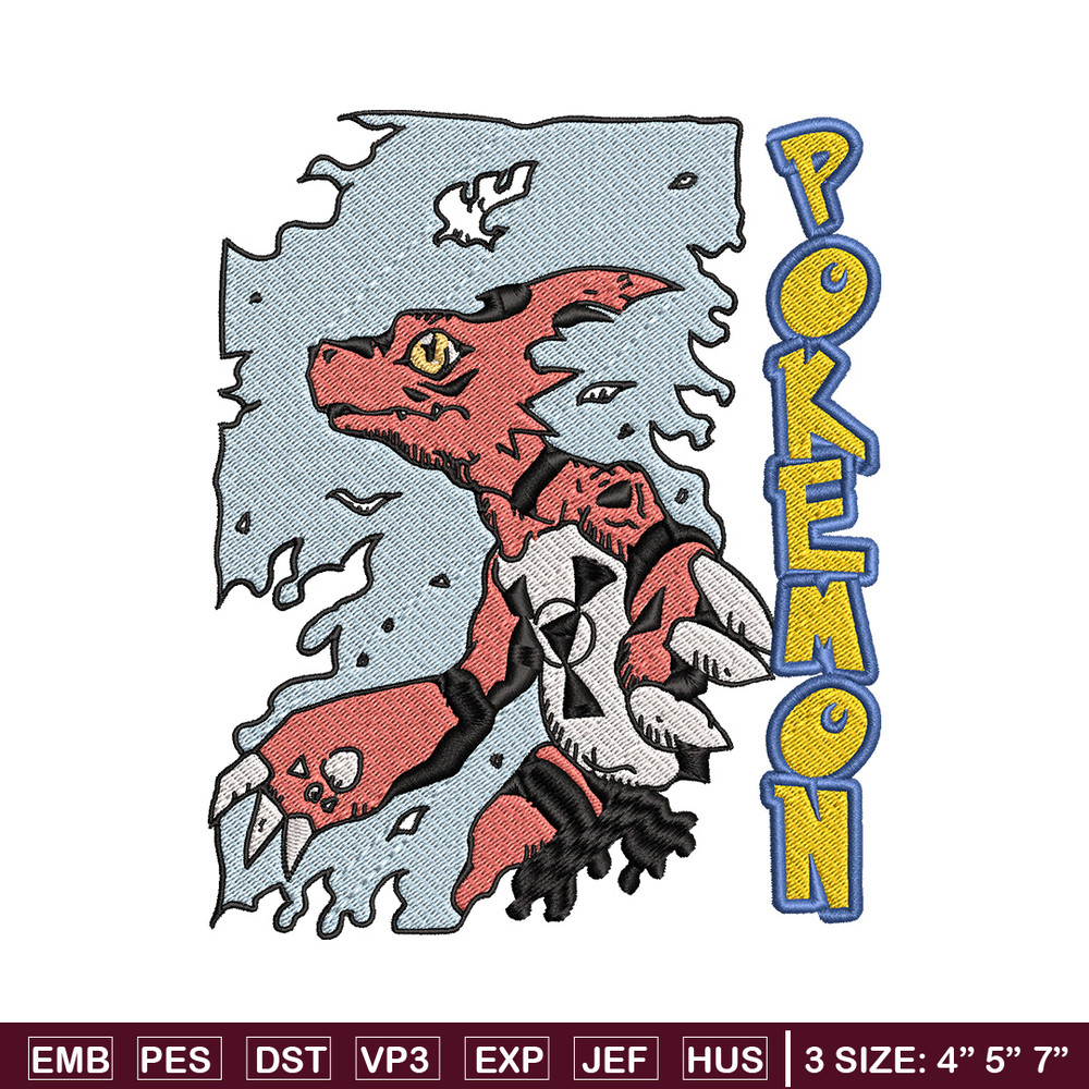 Charmeleon embroidery design, Pokemon embroidery, Anime design, Embroidery file, Digital download, Embroidery shirt.jpg