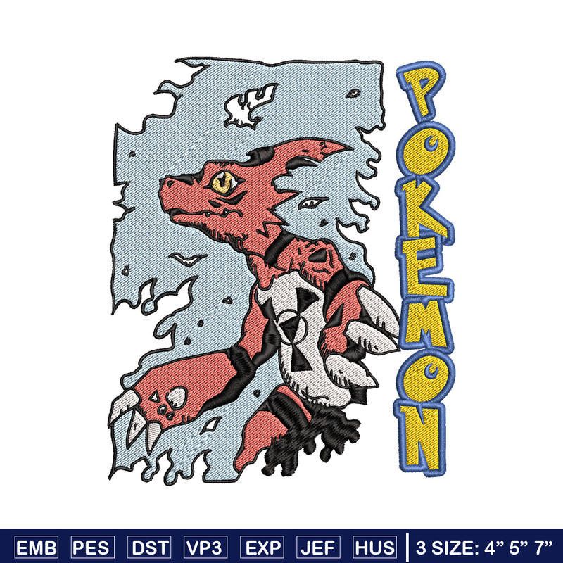 Charmeleon embroidery design, Pokemon embroidery, Anime design, Embroidery file, Digital download, Embroidery shirt.jpg