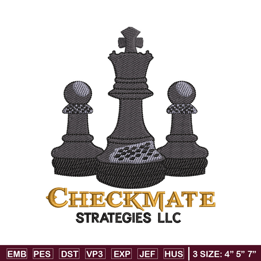 Check mate embroidery design, Chess embroidery, Embroidery file, Embroidery shirt, Emb design, Digital download.jpg