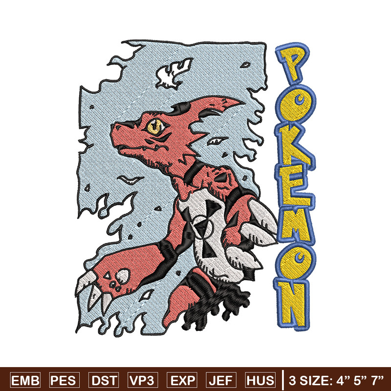 Charmeleon embroidery design, Pokemon embroidery, Anime design, Embroidery file, Digital download, Embroidery shirt.jpg