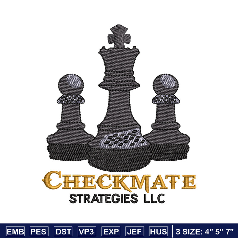Check mate embroidery design, Chess embroidery, Embroidery file, Embroidery shirt, Emb design, Digital download.jpg