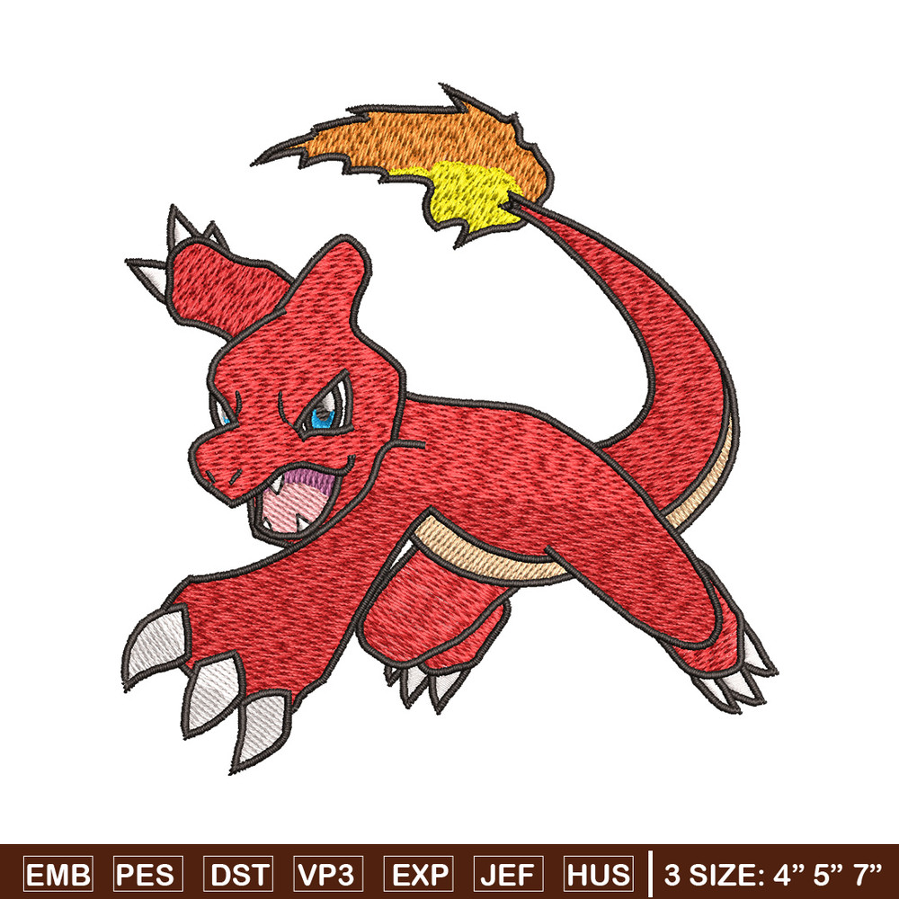 Charmeleon embroidery design, Pokemon embroidery, Anime design, Embroidery shirt, Embroidery file, Digital download.jpg