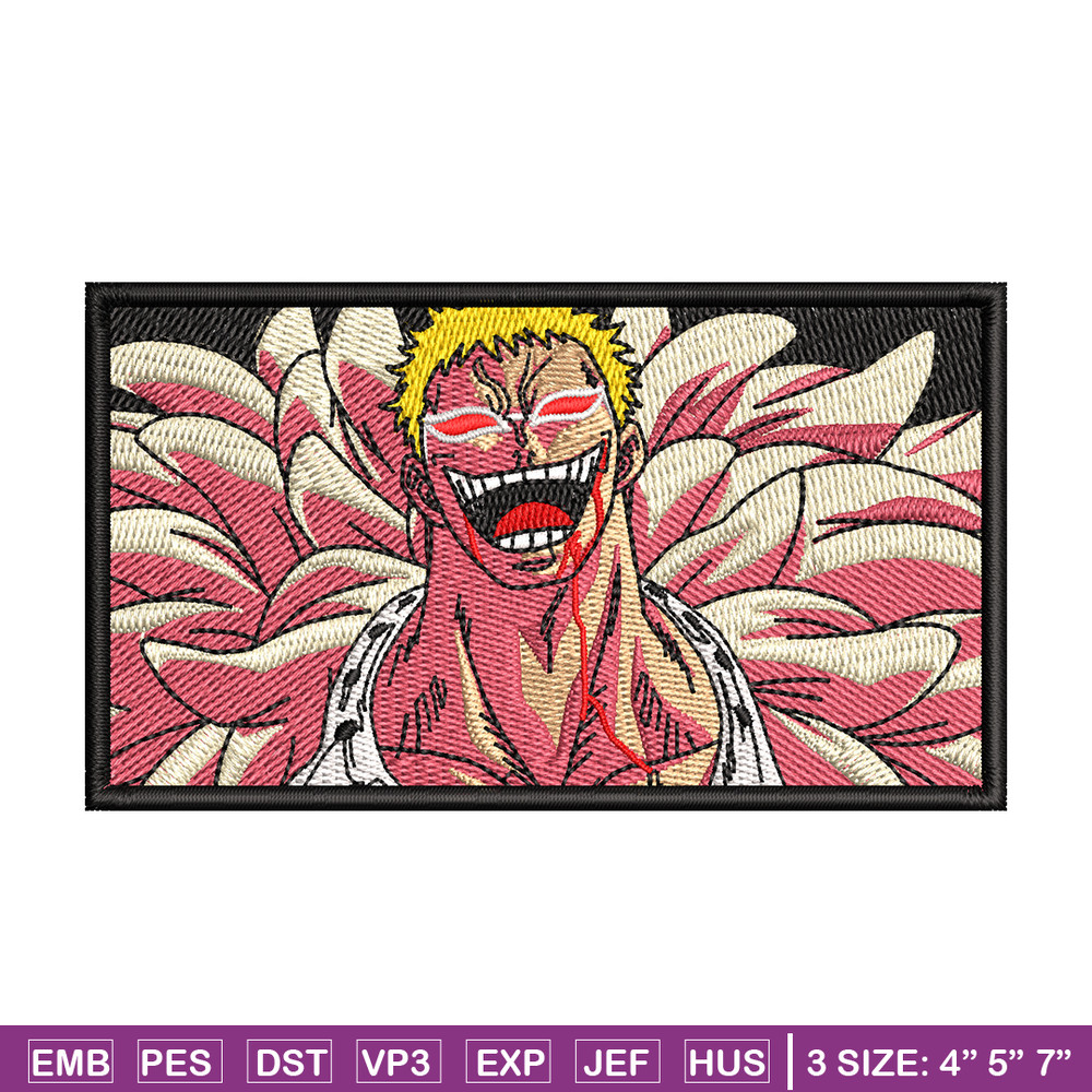 Doflamingo laugh embroidery design, One Piece embroidery, anime design, embroidery file, anime shirt, Digital download.jpg