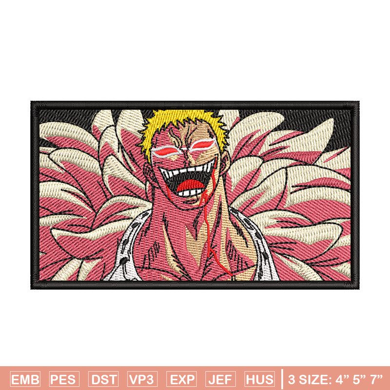 Doflamingo laugh embroidery design, One Piece embroidery, anime design, embroidery file, anime shirt, Digital download.jpg