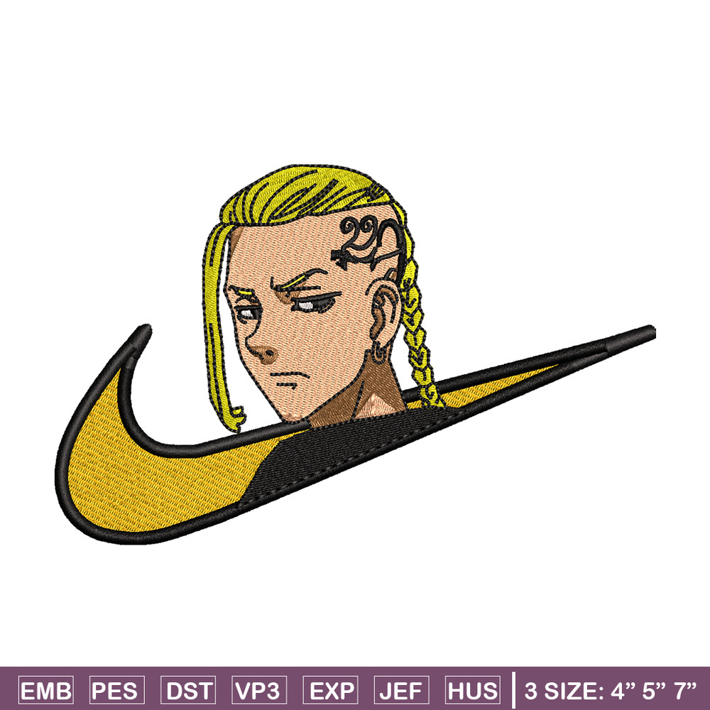 Draken nike embroidery design, Tokyo Revengers embroidery, nike design, anime design, anime shirt, Digital download.jpg
