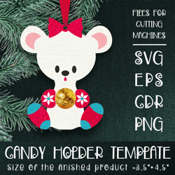 Polar Bear | Christmas Ornament | Candy Holder Template SVG | Sucker holder Paper Craft