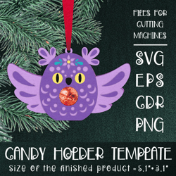 Eagle Owl | Christmas Ornament | Candy Holder Template SVG | Sucker holder Paper Craft