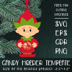 Elf Christmas Ornament | Candy Holder Template SVG | Sucker holder Paper Craft