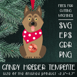 German Shepherd | Christmas Ornament | Candy Holder Template SVG | Sucker holder Paper Craft