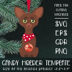Havana Cat | Christmas Ornament | Candy Holder Template SVG | Sucker holder Paper Craft