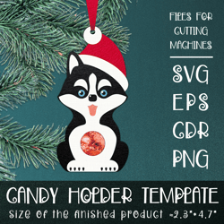husky dog | christmas ornament | candy holder template svg | sucker holder paper craft