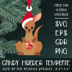 Kangaroo | Christmas Ornament | Candy Holder Template SVG | Sucker holder Paper Craft