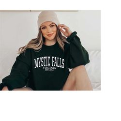 mystic falls virginia est.1864 sweatshirt, salvatore shirt, stefan t shirt, damon sweater, shirts for virginia, cute gif