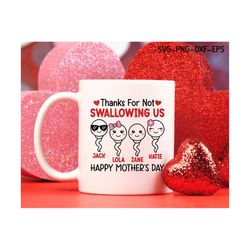 funny mothers day mug svg, mom quotes svg, coffee mug svg, gifts for mum, thanks for not swallowing mug, png, svg files