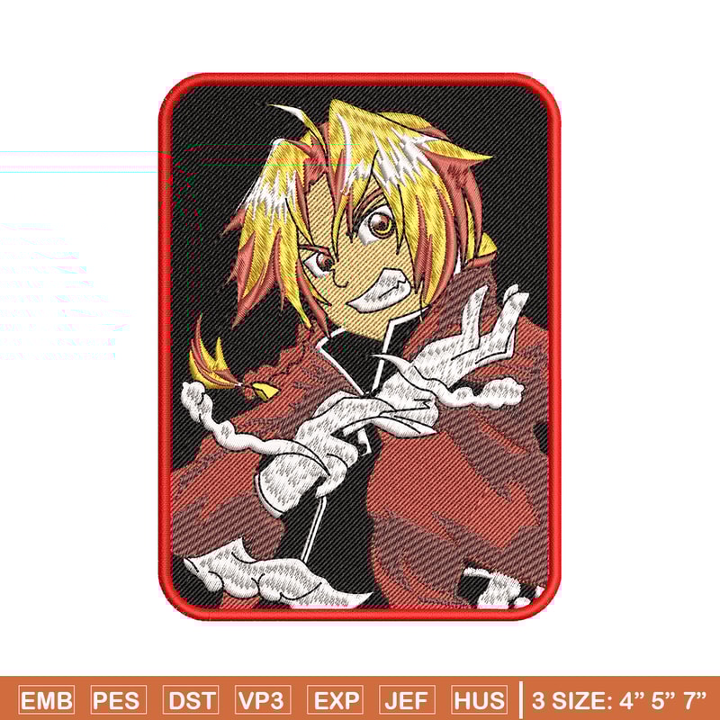 Edward Elric embroidery design, Fullmetal Alchemist embroidery, Logo design, anime design, anime shirt, Digital download.jpg