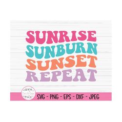 sunrise sunburn sunset repeat svg, summer svg, retro svg, vacation svg ,dxf, png, eps, cut file, cricut, silhouette, pri