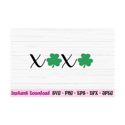 xoxo with clover svg, st patricks day svg, hugs and kisses clover,dxf, png, eps, jpeg, cut file, cricut, silhouette, pri
