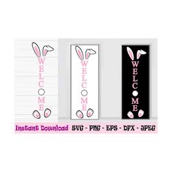 easter porch sign svg, bunny welcome sign svg, easter sign svg, dxf, png, eps, jpeg, cut file, cricut, silhouette, print