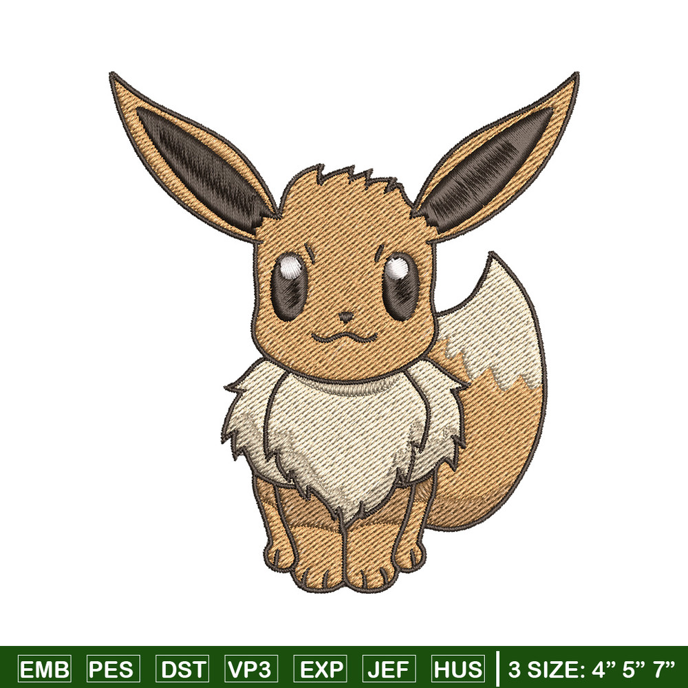 Eevee embroidery design, Pokemon embroidery, Anime design, Embroidery file, Digital download, Embroidery shirt.jpg