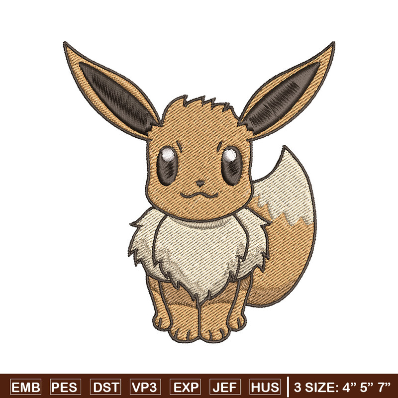 Eevee embroidery design, Pokemon embroidery, Anime design, Embroidery file, Digital download, Embroidery shirt.jpg