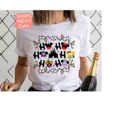 disney christmas shirt, disney characters christmas ho ho ho shirt, disney christmas light shirt, disney christmas famil