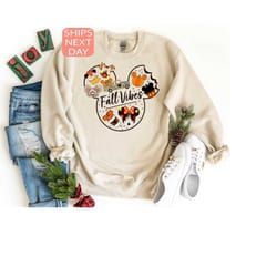 cute fall disney mickey sweatshirt, fall vibes sweatshirt, fall disney vacation, disney halloween sweatshirt, disney fal