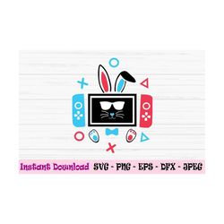 easter bunny gamer svg, easter kids svg, gaming kid svg, dxf, png, eps,jpeg,cut file, cricut, silhouette, print, instant